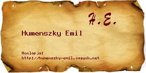 Humenszky Emil névjegykártya